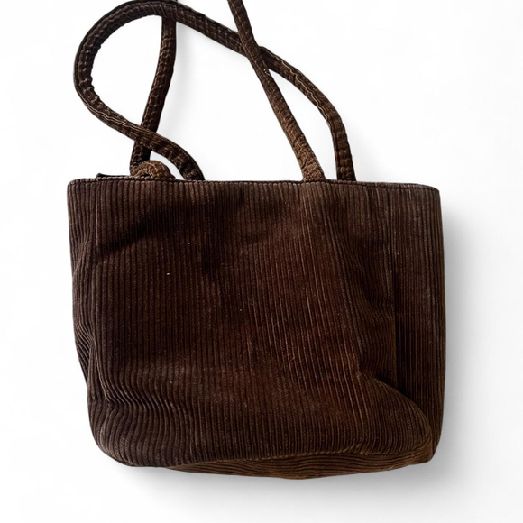 Capello Straworld Brown corduroy holiday Christmas tote bag - Picture 3 of 8
